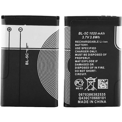 thumbnail image 2 of 3-Pack 3.7V Extended Batteries BL-5C – 800mAh / 1080mAh – For Nokia 1101 1110 1112 1200 2 of 6
